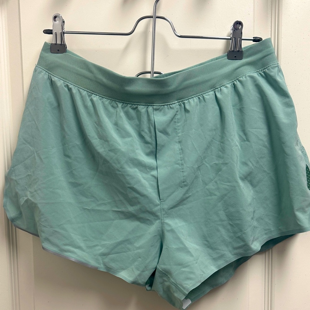 Lululemon Athletica Sage Green Shorts with build in liner SZ L